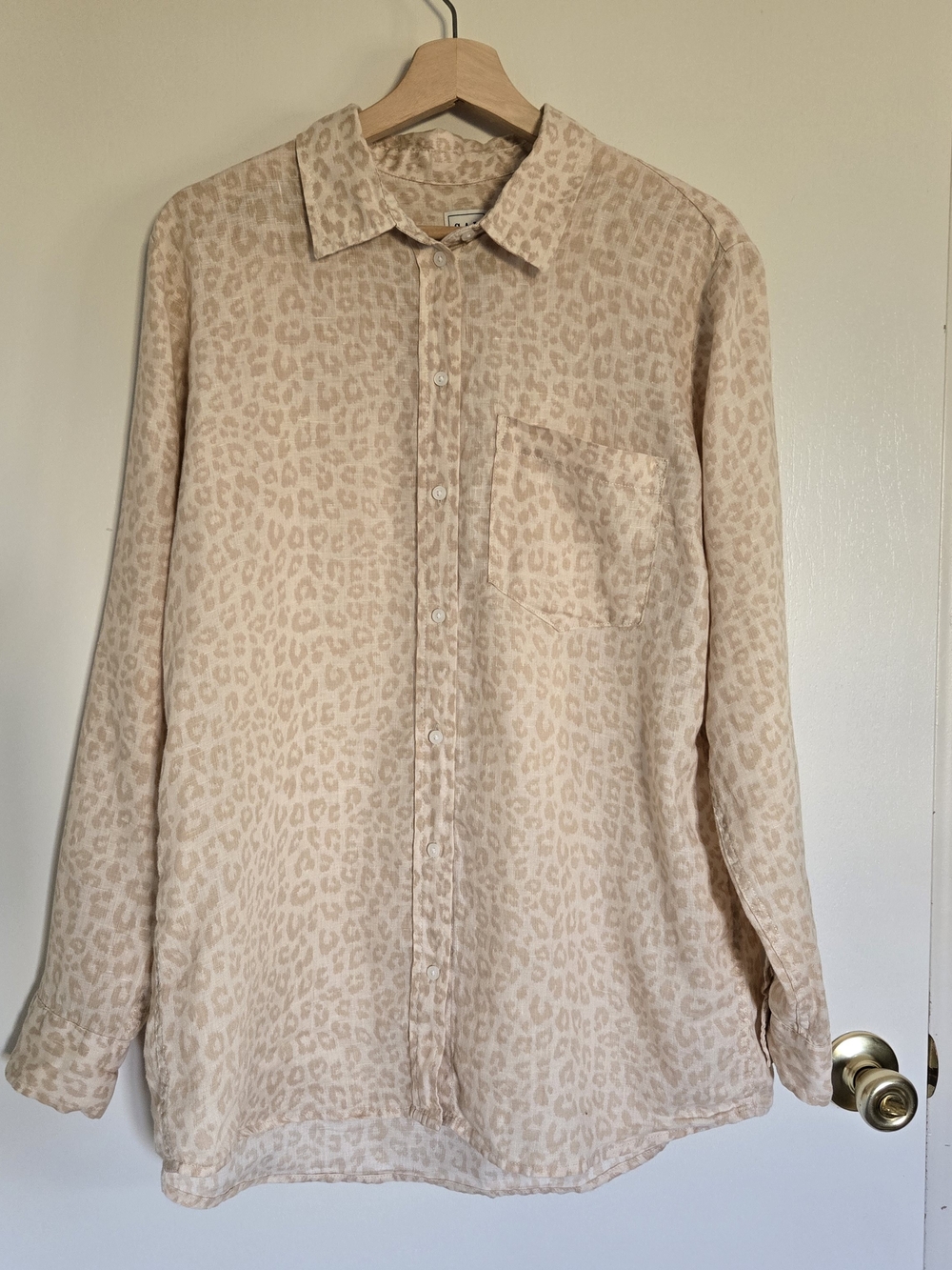 GAP Beige Leopard Print Button-Down Shirt